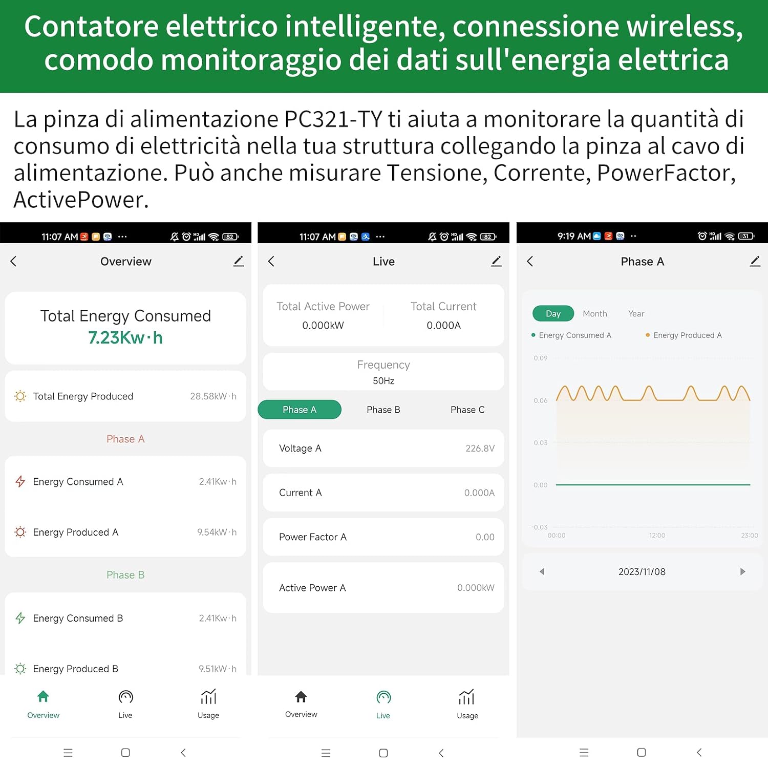 OWON 750A WiFi Power Energy Monitor,3 Phase Clamp Meter with Real-Time Power,Voltage,Current Monitoring,Power Factor Measurement,Smart Life App Integration,Suitable for... - Image 3