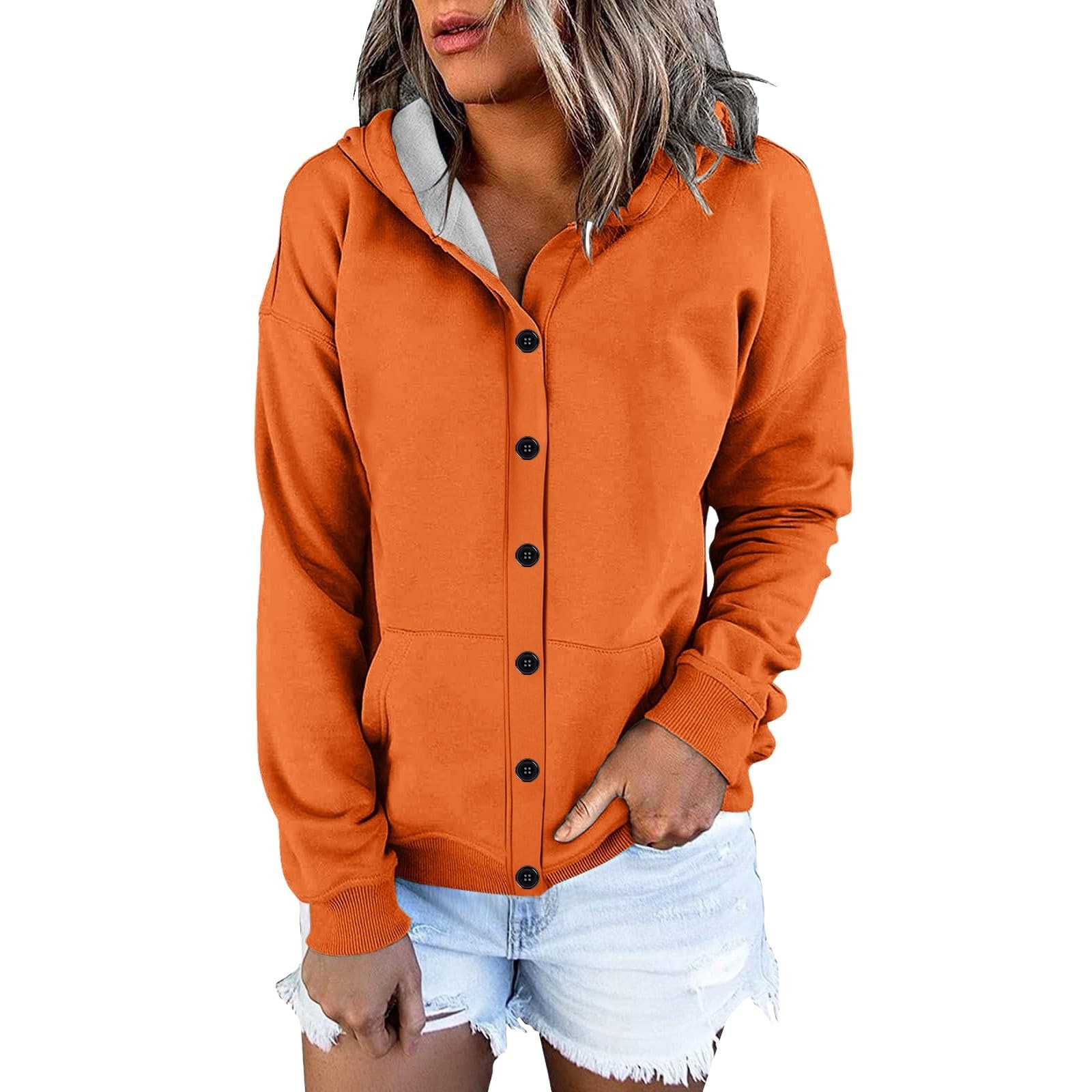 WINKEEY Felpa Donna con Cappuccio Elegante Felpa Oversize Maniche Lunghe Maglione Inverno Sport Maglie Primaverili Donna,Nero S