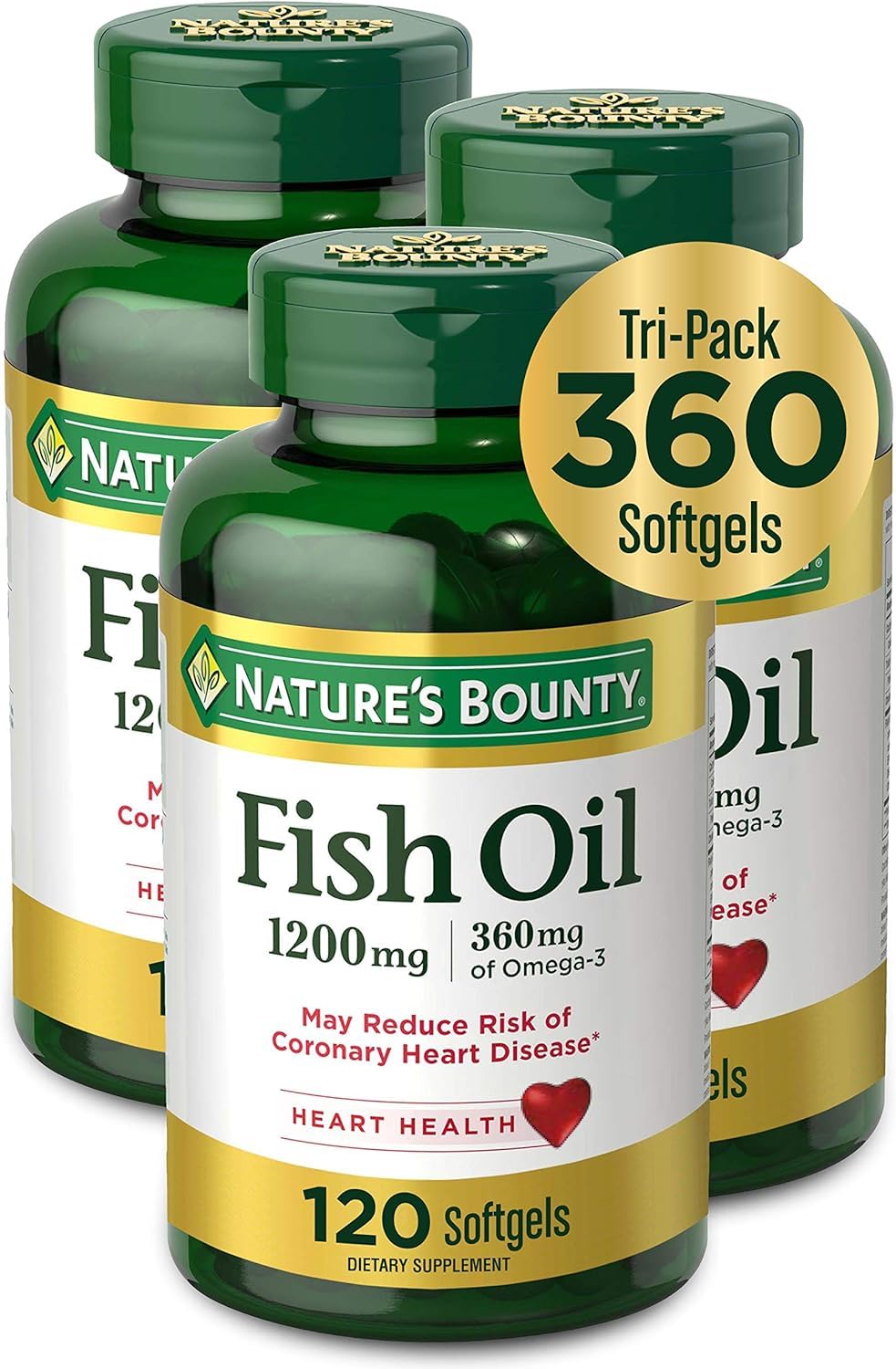 Nature's Bounty Fish Oil Omega 3 Supplements - Supports Heart Health, 1200 Mg Fish Oil, Omega-3, 200 Softgels (Pack of 2) — Amazon image 11