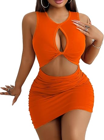 VENDAU Club Dress for Women 2024 - Sexy Mini Party Bodycon Tight Homecoming Outfit