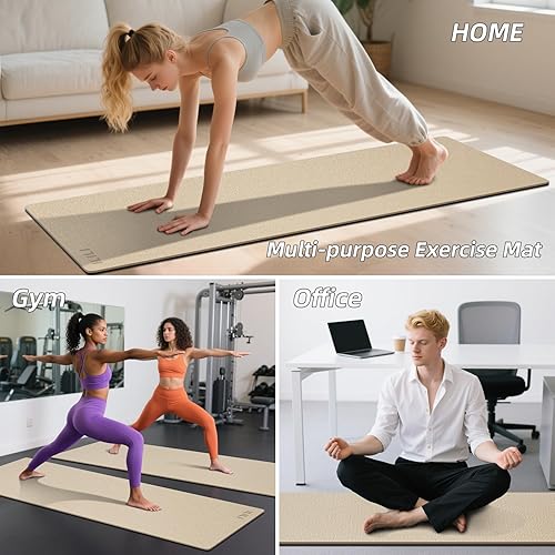 Miniatura 6 de ILILI Tapete de yoga de 0.394 in extra grueso y 76.0 in extra largo, 76 x 28 x 0.4 pulgadas, material TPE antideslizante de doble color, fácil de