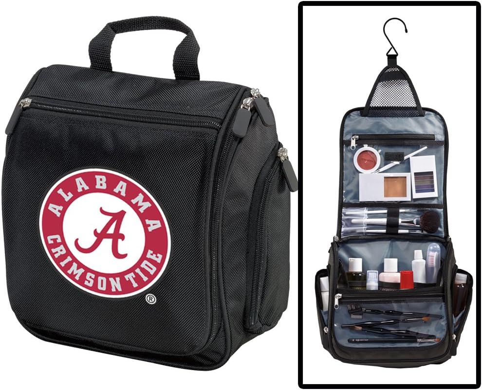 Broad Bay Alabama Toiletry Bags Or Hanging University of Alabama Mens Shaving Kit for Travel (Black - A Logo)