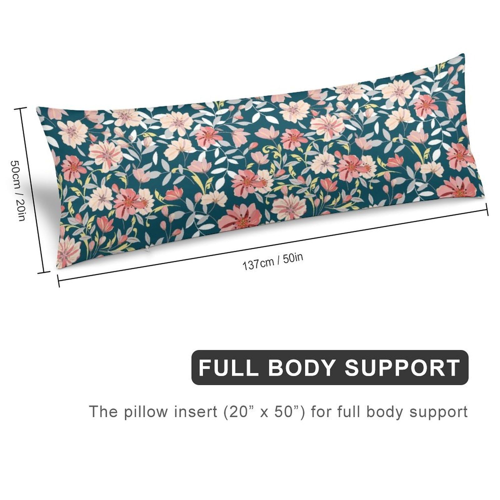 Velumair Colorful Small Lowers Body Pillow Cover with Zipper Long Pillow Cases for Body Pillows Rectangle Body Pillow Case for Home Bed Decor 20