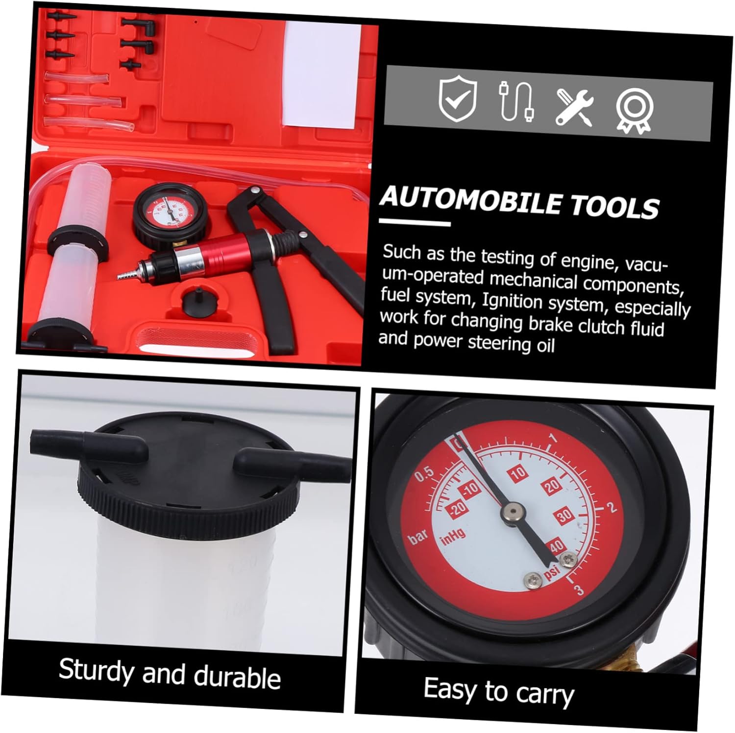 Unomor Mighty Vac Pressure Bleeder Pump Car Fluid Bleeding Bleed Kit for Brake Fluid Change Tool