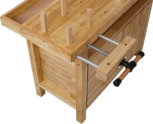 Miniatura 5 de Banco de trabajo de madera de 50 pulgadas, banco de trabajo de madera duradera para garaje, taller y hogar
