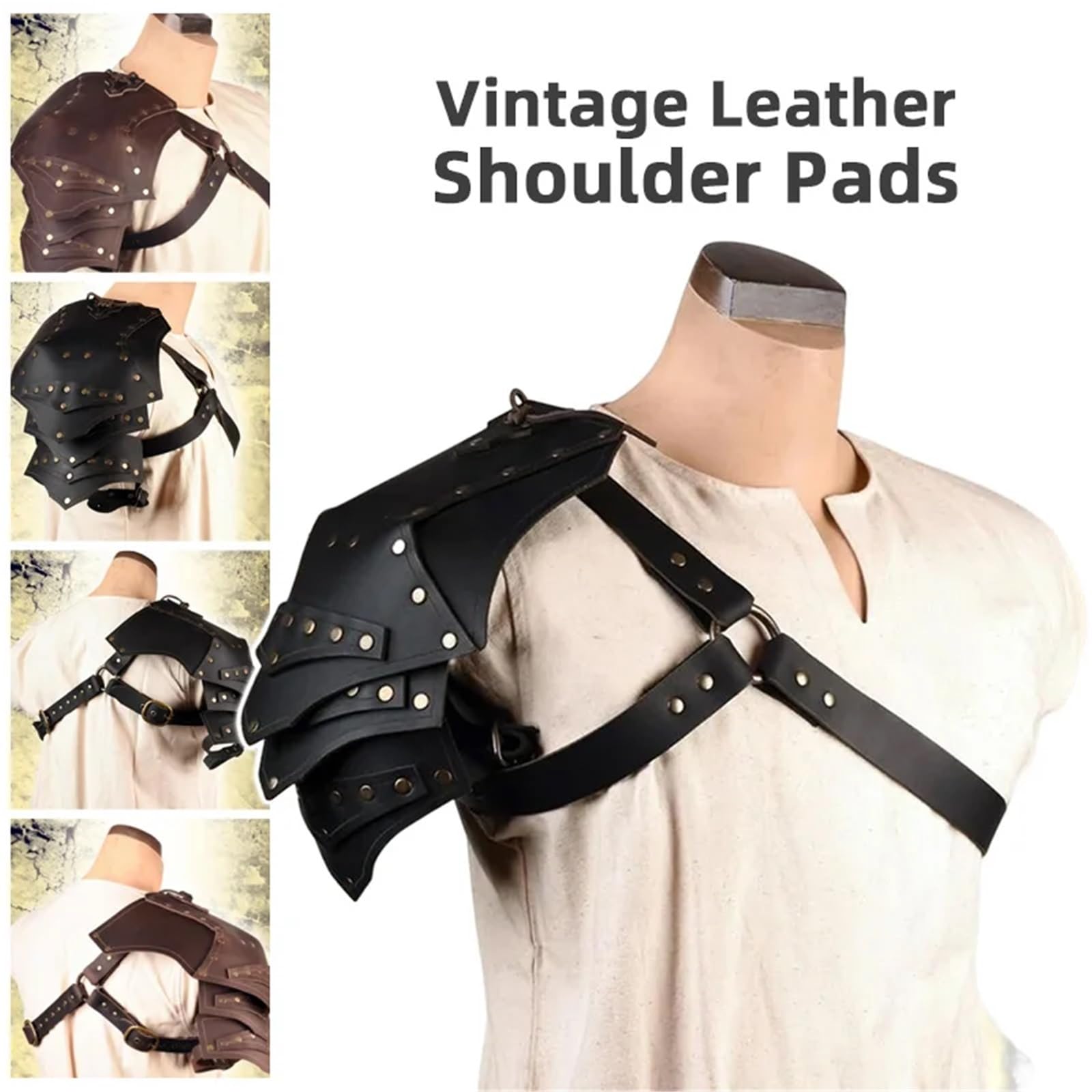 Armatura Vintage Per Le Spalle Accessori for cosplay con armatura monospalla medievale in pelle PU