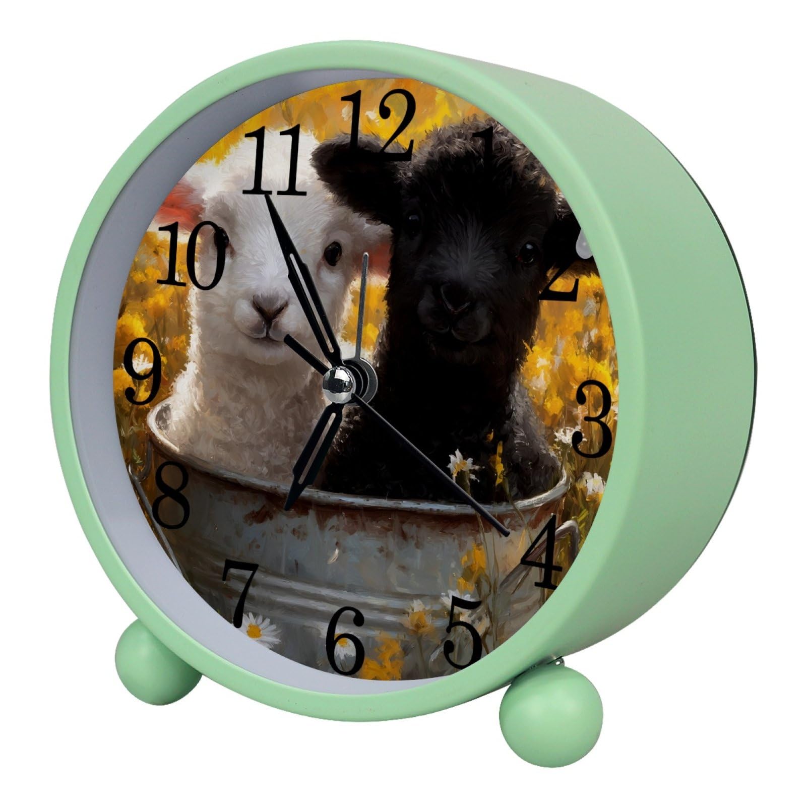 etoenbrc Watercolor Butterfly Silent Analog Alarm Clock Small Battery Operated Clock Slient Plastic Table Clock for Living Room Bedroom Color269