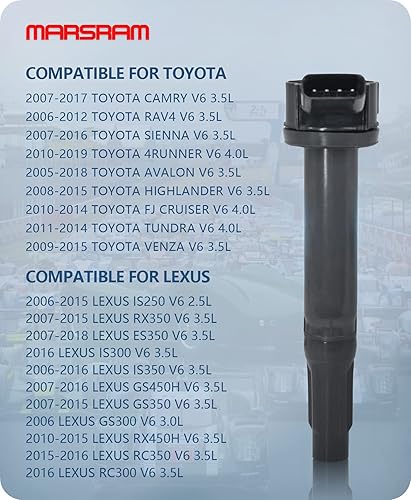 Vista 97 de Marsram Paquete de bobinas de encendido UF487 y doble bujía de iridio para Toyota Lexus 2005-2018 Camry Highlander Avalon Rav4 Sienna Venza RX350