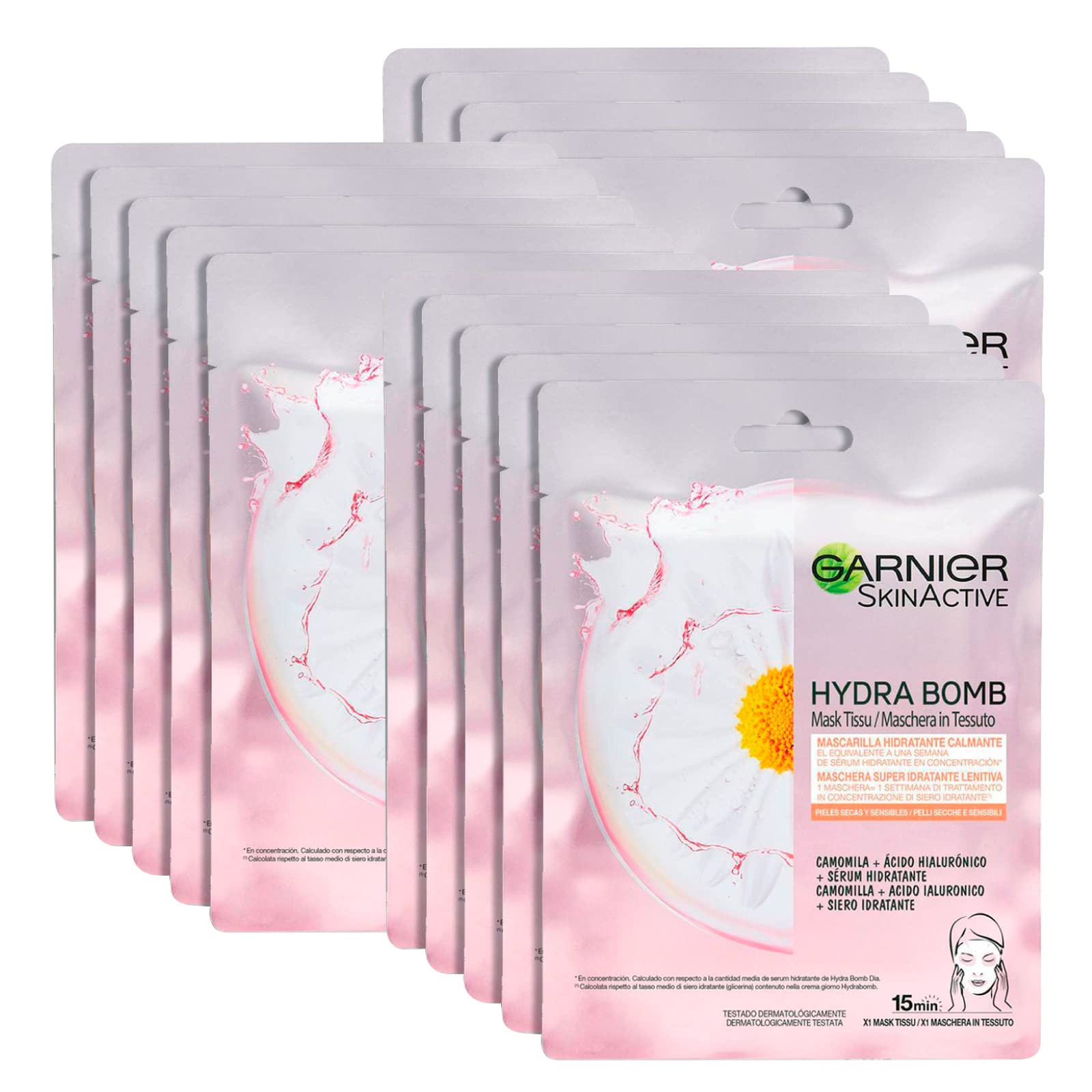 3x Garnier SkinActive Hydra Bomb Mascarilla Facial en Tela Hidratante y Matificante con Té Verde y Ácido Hialurónico — view 20