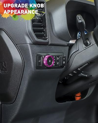 Miniatura 63 de Savadicar CKT01 Billet - Juego de molduras de perilla de control de aluminio, faros/4WD/HVAC, biseles de anillo de perilla de control climático, Rojo