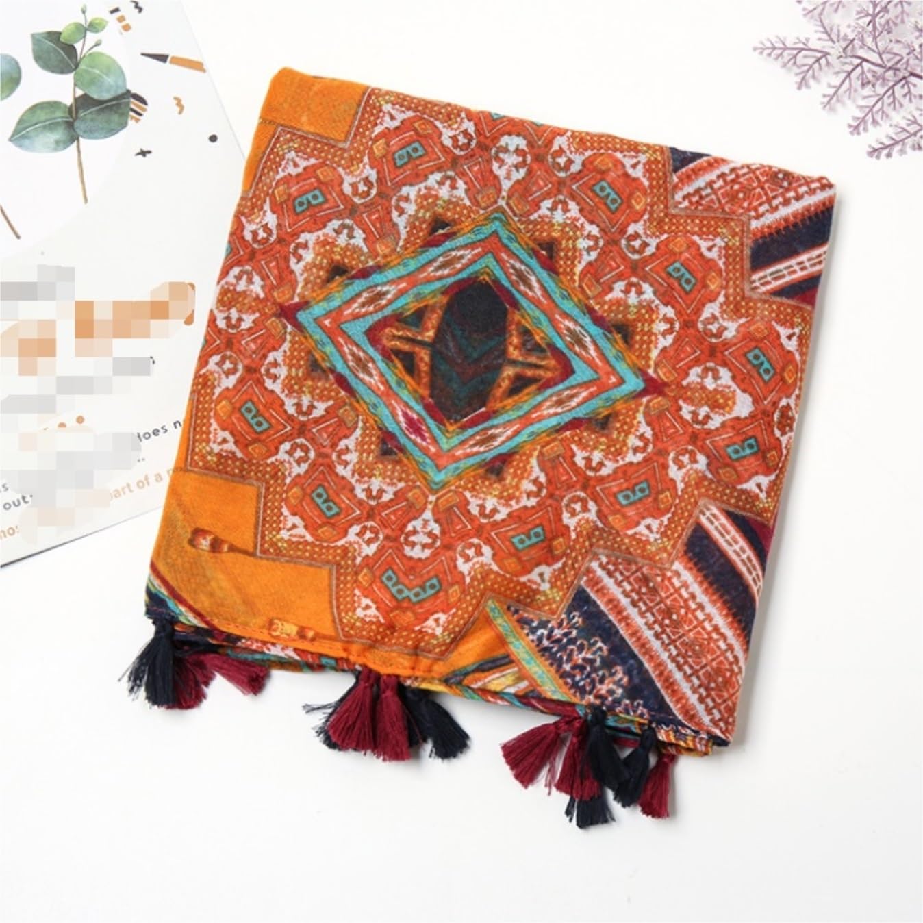 Bufanda Chal Bufanda Boho Para Mujer Bufanda Ligera Con Estampado Floral Otoño Invierno Mantón Con Flecos Suave y Cálida