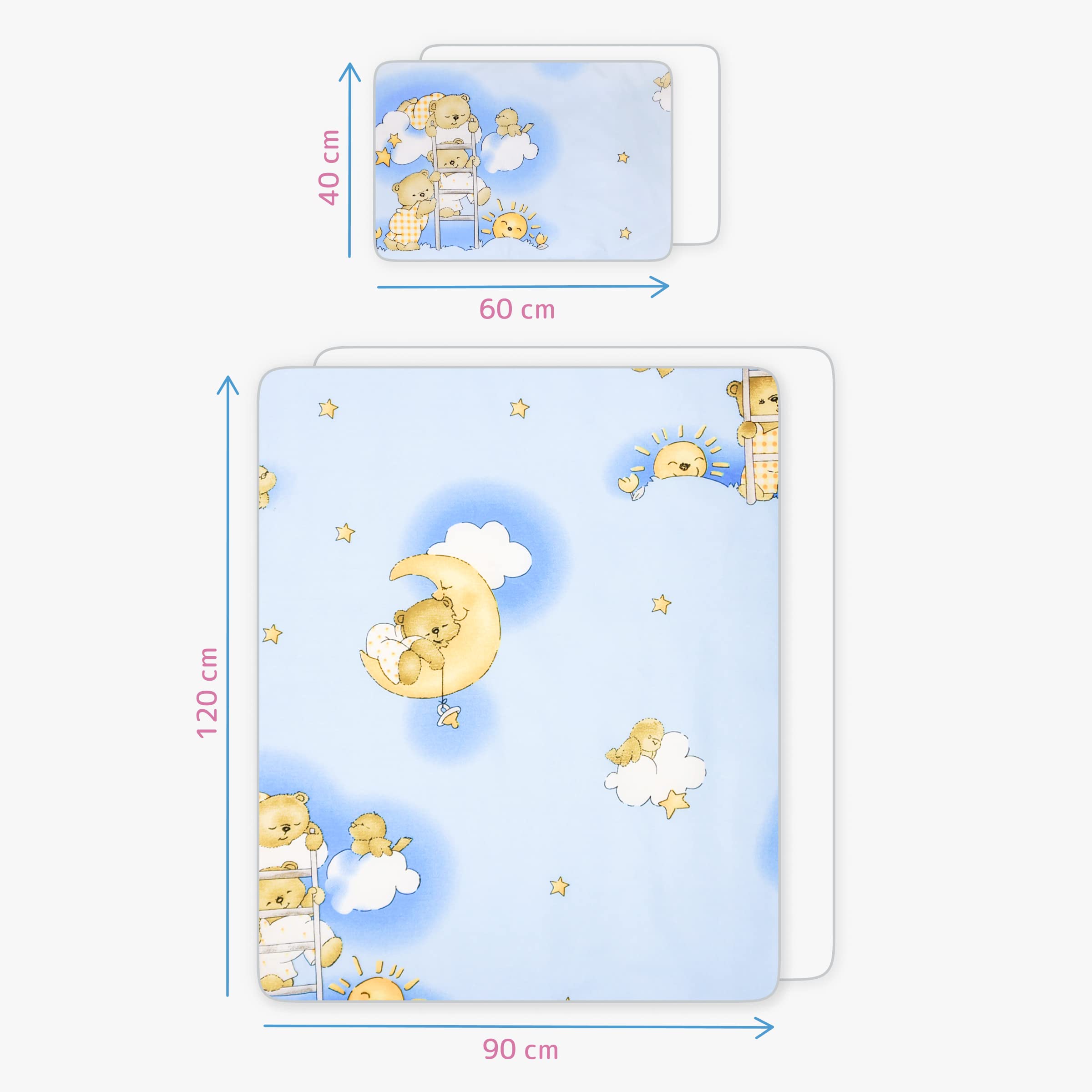 Baby Comfort Juego de Cama para Cuna 4 Piezas edredón y Funda nórdica 120x90 cm con Almohada y Funda de Almohada - diseño 4 (12 Meses+)
