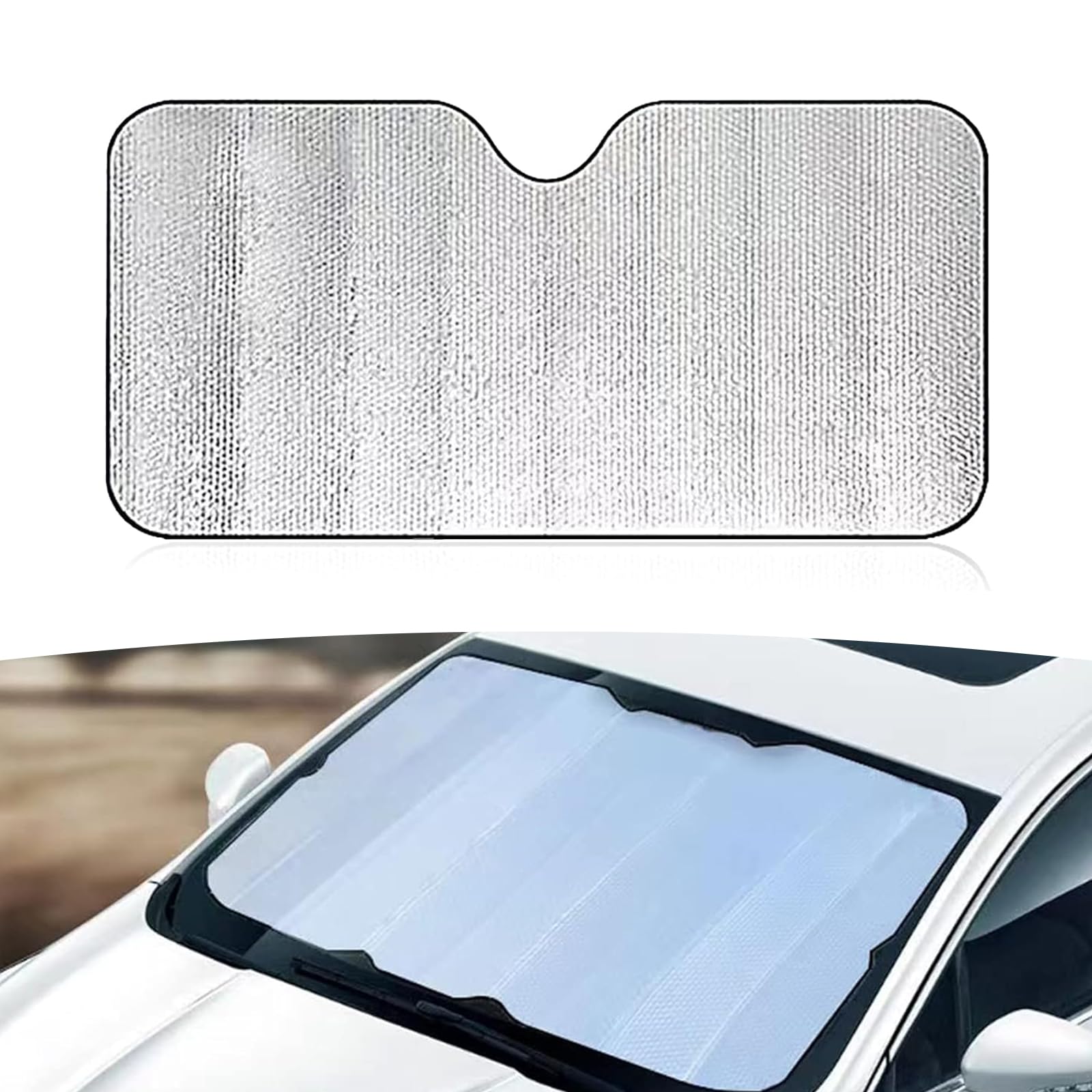 1 PC Car Front Windshield Sunproof Sun Visor, 51.1 x 23.6 Stay Cool Bubble Insulated Shield, Avoid Interior Aging Multifunctional Accessory, Universal UV Protector for Cars (Silver)