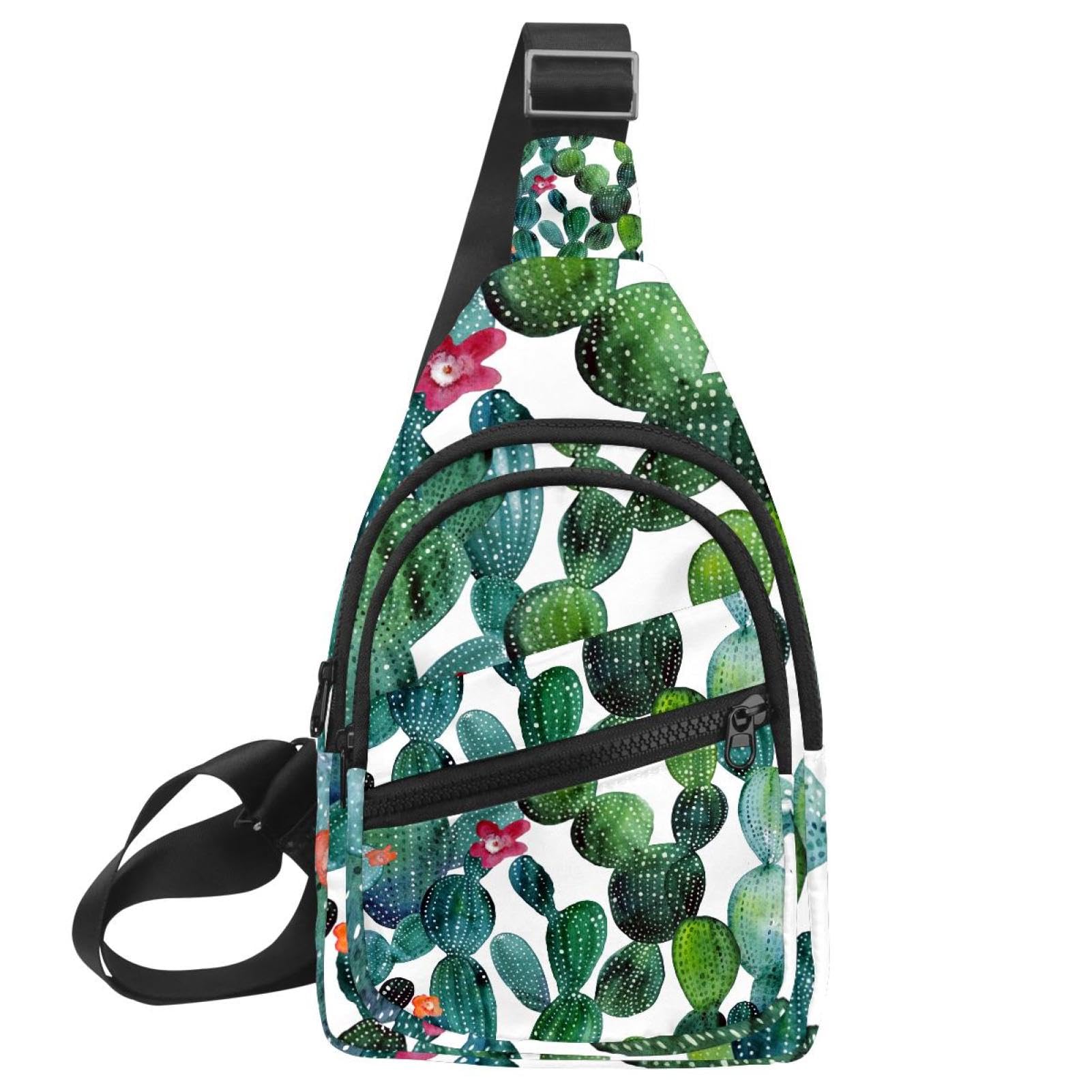 Riñonera con cremallera unisex en tonos multicolor con ilustración de cactus 7