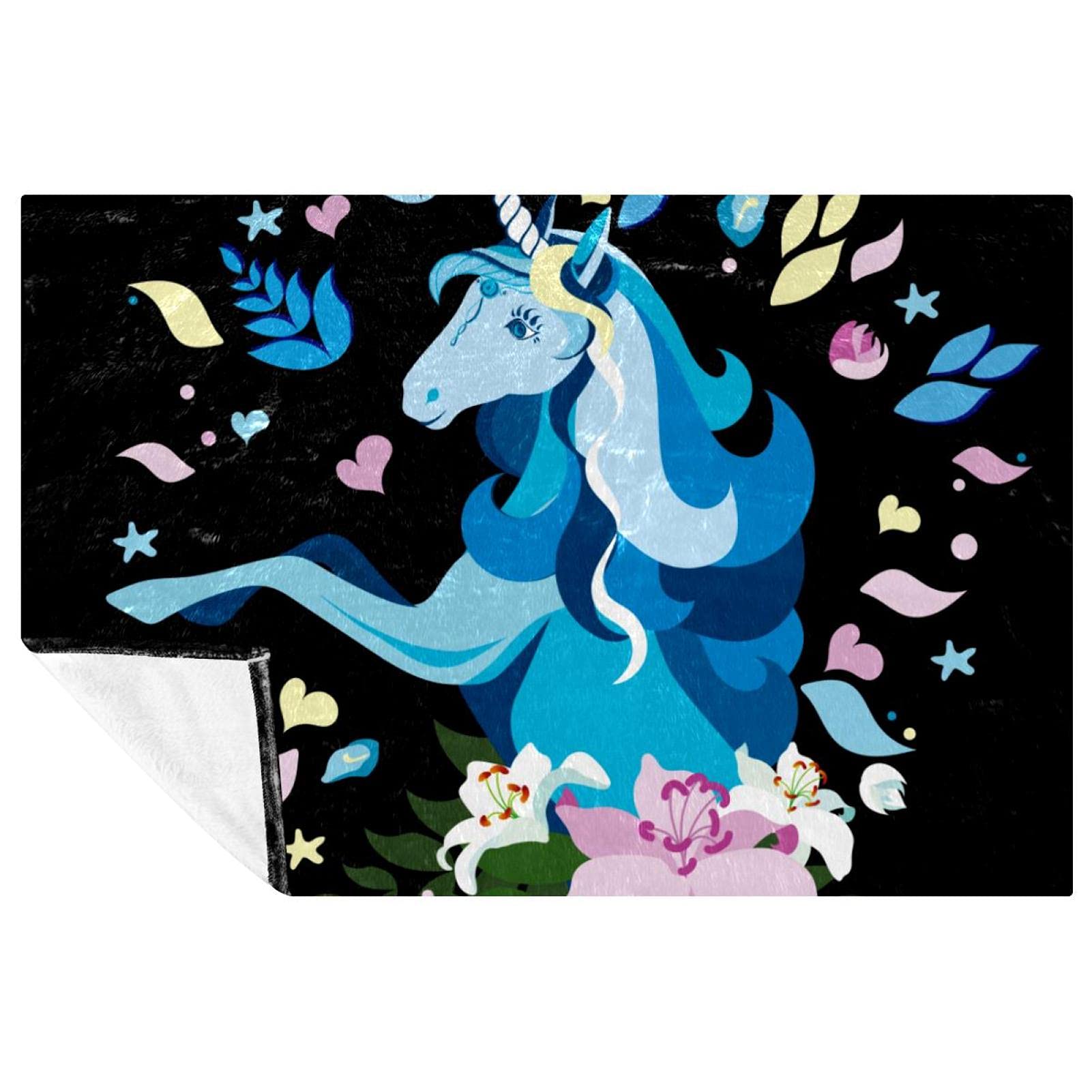 Magnifique couverture licorne de qualité supérieure, plaid chaud et doux imprimé fleuri