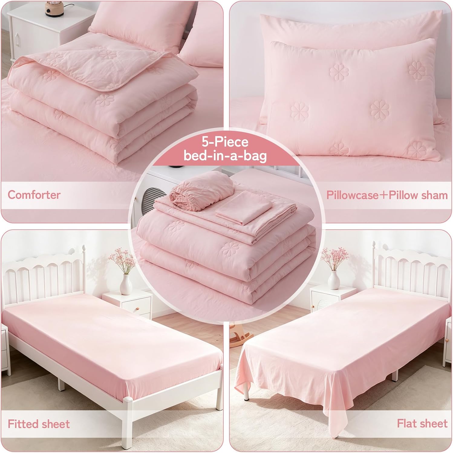 Twin XL Comforter Set with Sheets, Twin XL Bedding Sets All Season
