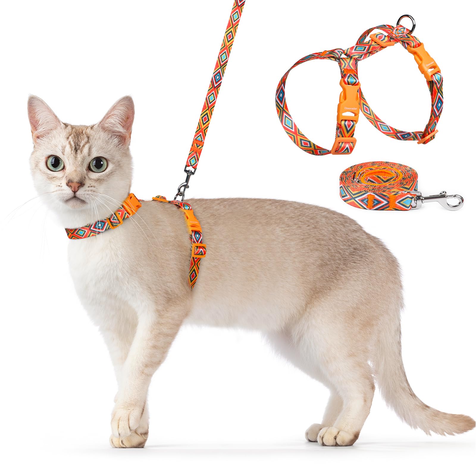 Dooradar Cat Harness and Leash, Escape Proof Adjustable Kitten Vest, Lightweight Soft Pet Straps, Easy Wearing for Small Medium Kitty Safe Walking