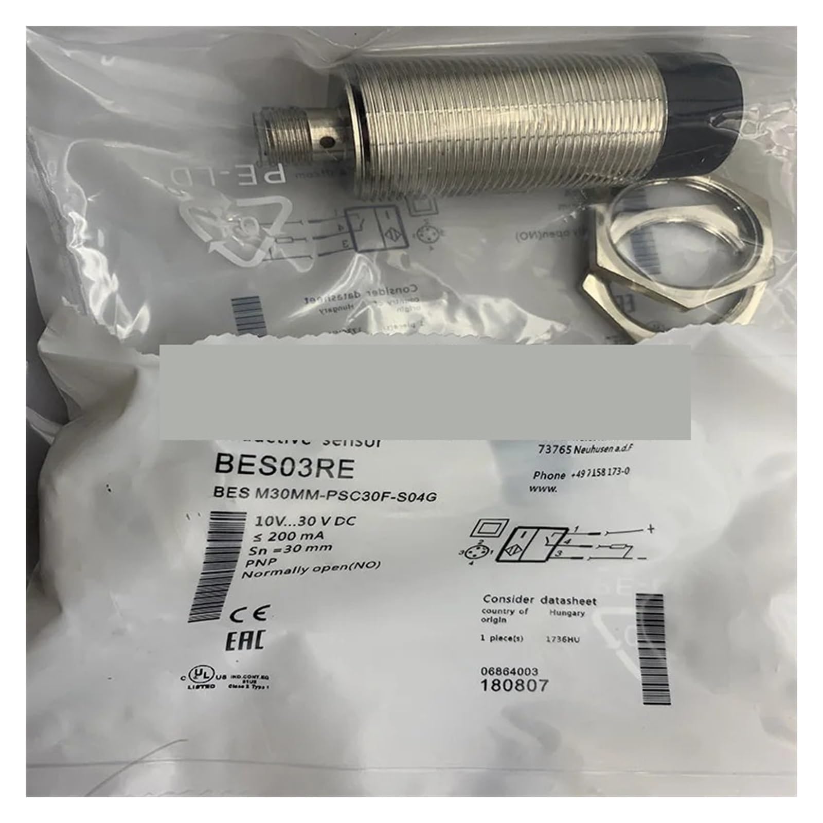 EWHBGSJOP 1pcs Proximity switch sensor M12MD1-NSC60B-S04G BES516-327-E4-Y-PU-03/-PU-05/-PU-10(M12MD1-NSC60B-S04G)