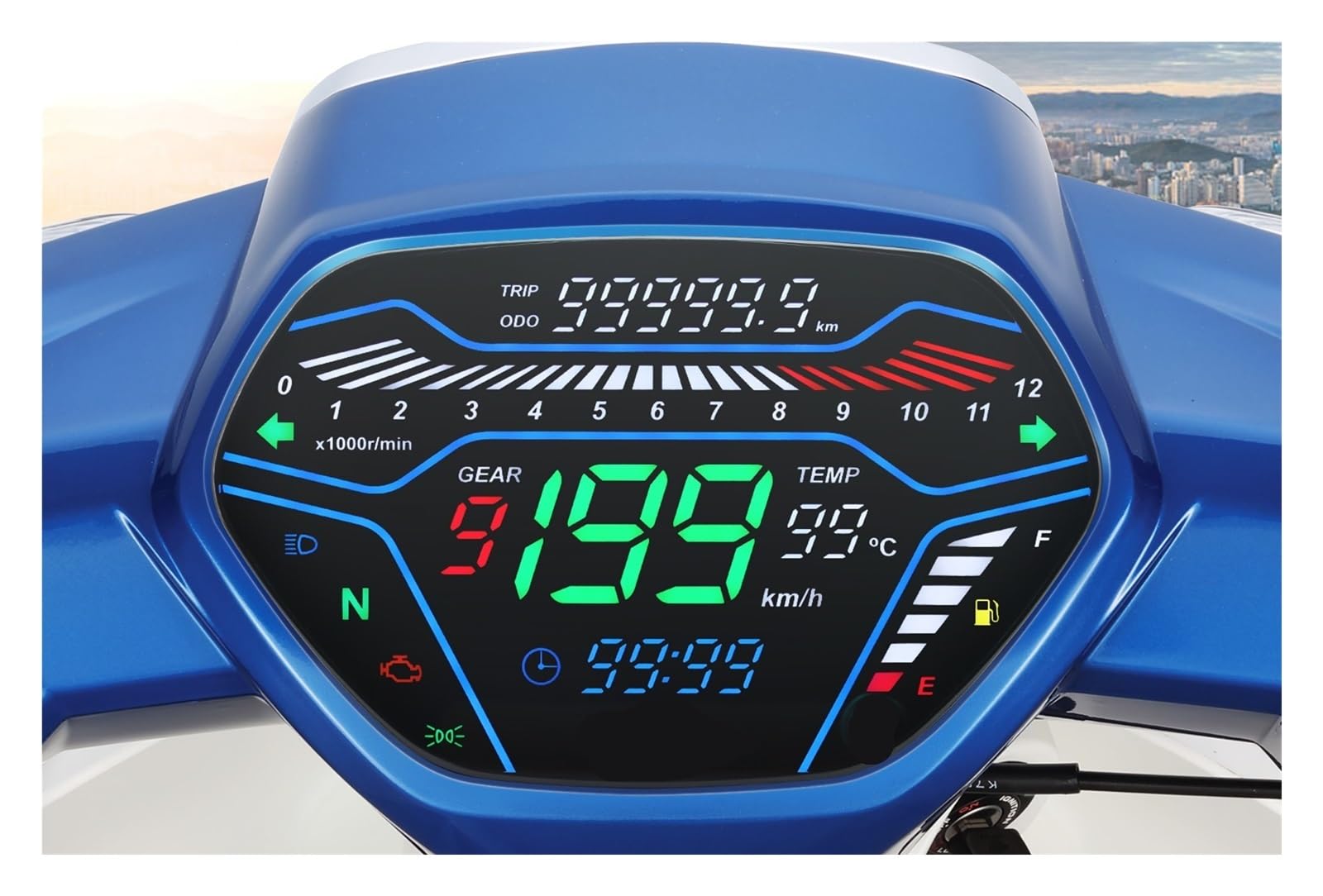 Compteur de Vitesse Digital Moto Compteur De Vitesse Universel pour Moto, Compteur Kilométrique Numérique, Tableau De Bord pour Tachymètre pour Titan CG125