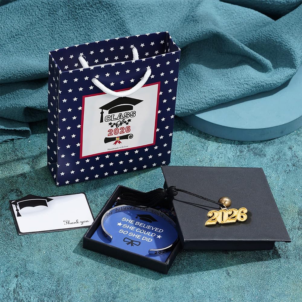 M MOOHAM Graduation Gift for Her Him 2026, Inspirational Graduation Bracelets Class of 2026 High School College Graduation Gift for Her with Graduation Box