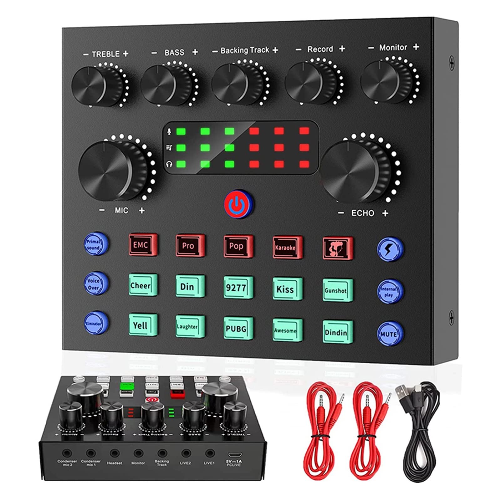 Attrezzatura per DJ per Feste Scheda Audio 10 Effetti sonori Riduzione del Rumore for Mixer Microfono cambiavalutato con interfaccia Audio Registrazione Phantom Power(Option 2)