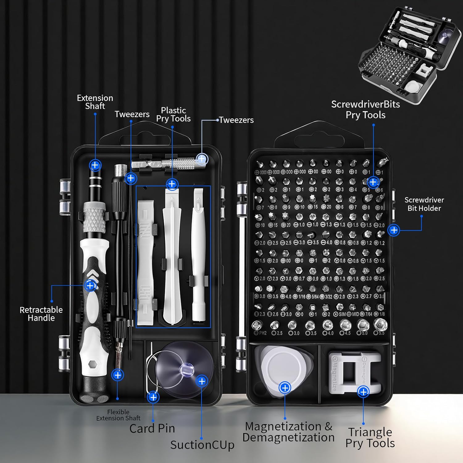 115-in-1 Precision Screwdriver Set Mini Portable Repair Tool Kit for Electronics Eyeglasses Ideal Mens Gift