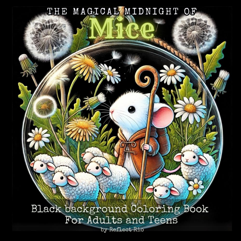Magical Midnight Mice: Black Background Grayscale Coloring Book for Adults – Charming Mouse Terrariums Featuring Cozy and Whimsical Scenes for Stress ... - Black Background Coloring Book for Adults)