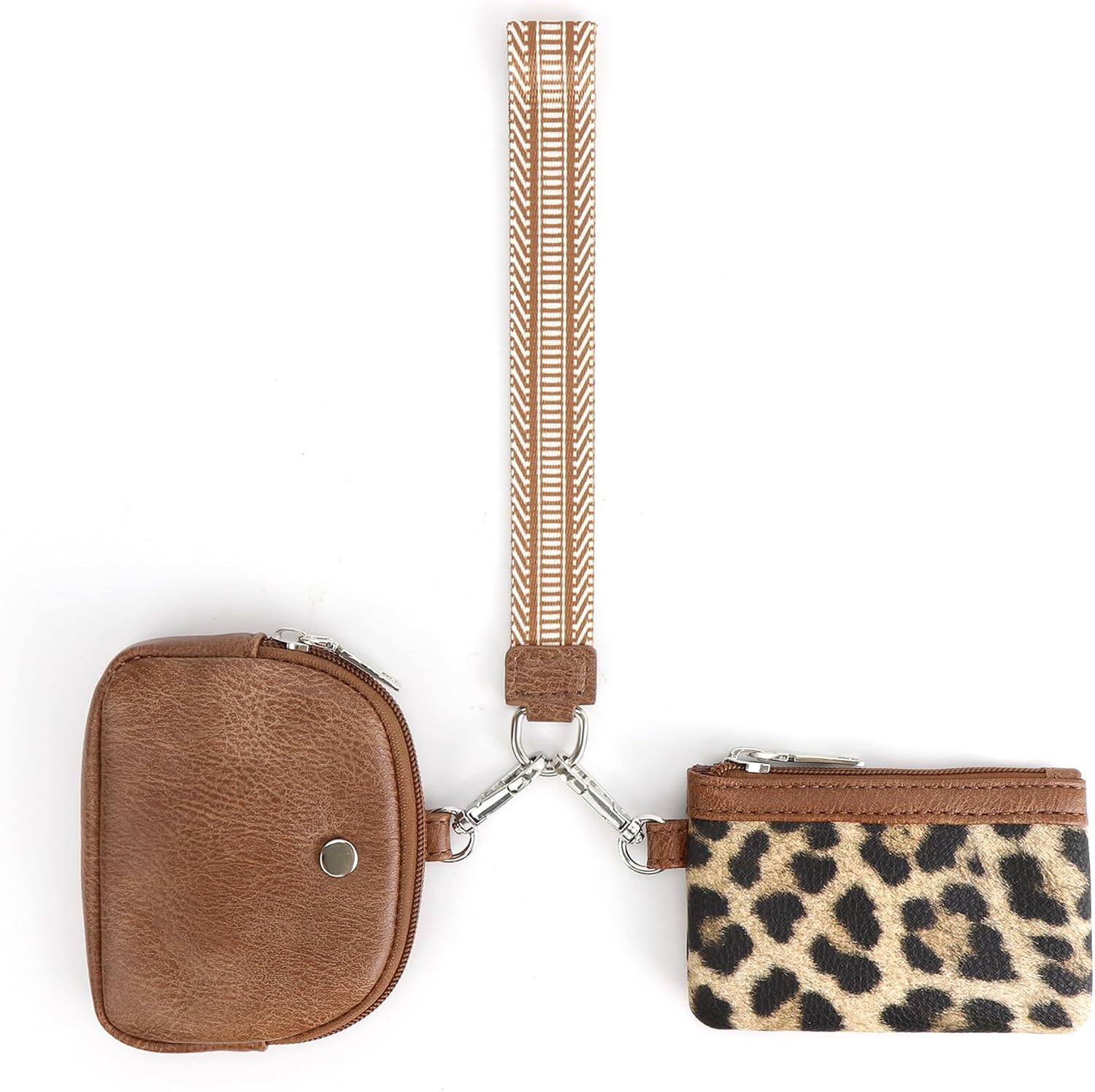 Checkered Wristlet Wallets for Women Checkerboard Dual Pouch Keychain Wristlet Coin Purse with Card Holder
