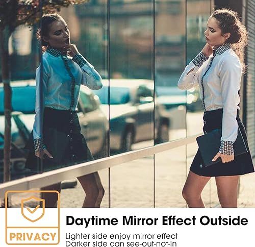 Miniatura 6 de Coavas - Película solar para ventana de un solo sentido, no adhesiva, control de calor, anti UV, para el hogar y la oficina