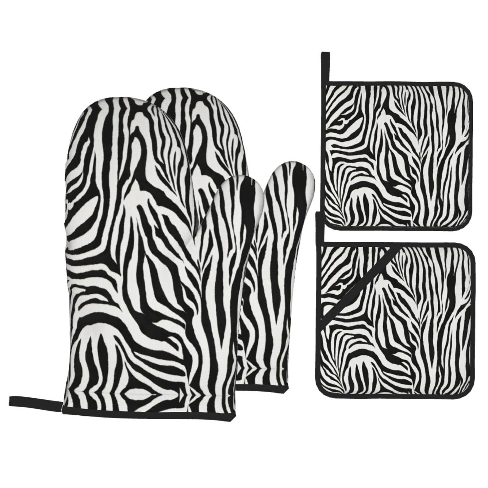 Zebra Print Print Oven Microwaving Waterproof Kitchen Gloves for Baking Grilling Holiday Cooking