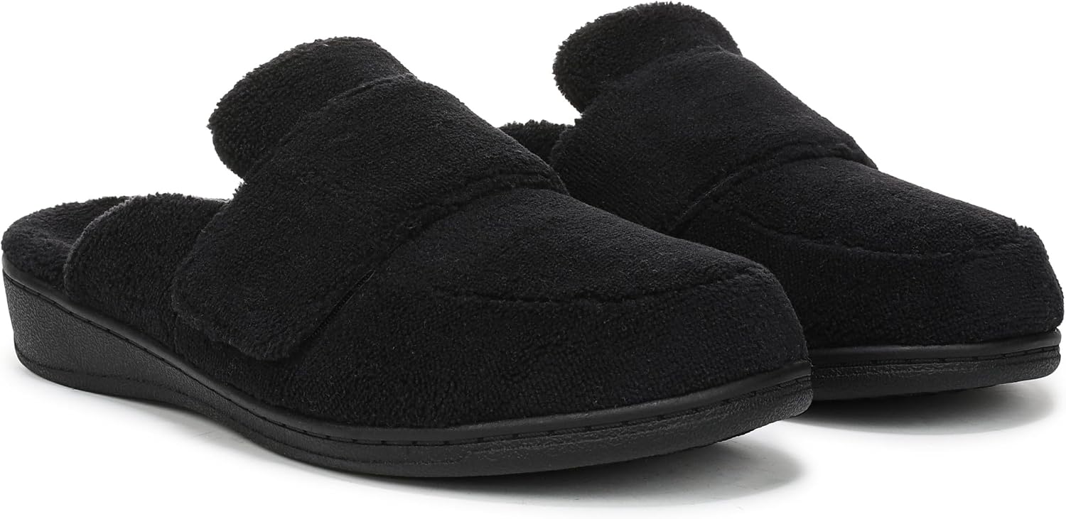 Vionic Women's Gemma II Mule Slipper, Black Terry, 11