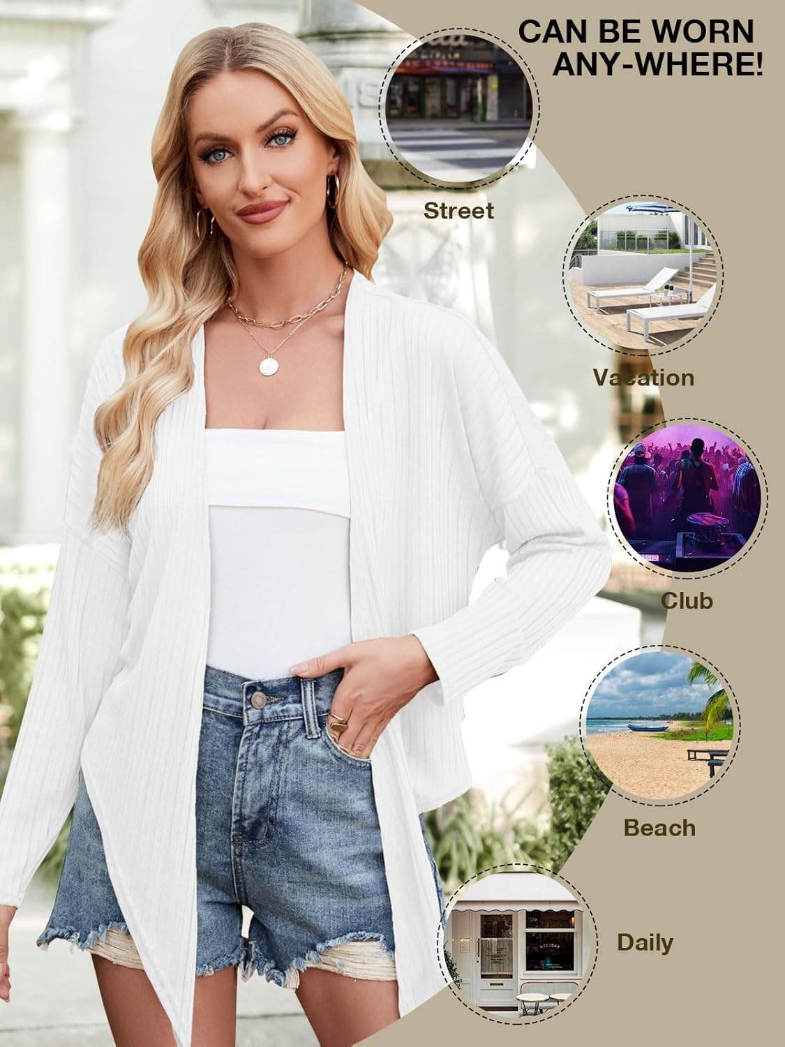 ZANZEA Tie Front Cardigan for Women Long Sleeve Sheer Bolero Shrug for Dresses Lightweight Cropped Shawl - Image 4