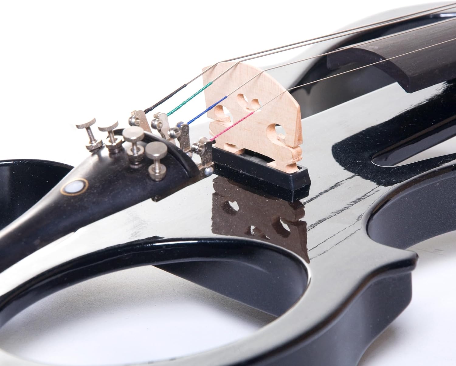 Cecilio Electric Violin 4/4 Full Size Silent Violin Set for Beginner, Solid Maple Wood Silent Violin with Ebony Fittings, Black Metallic