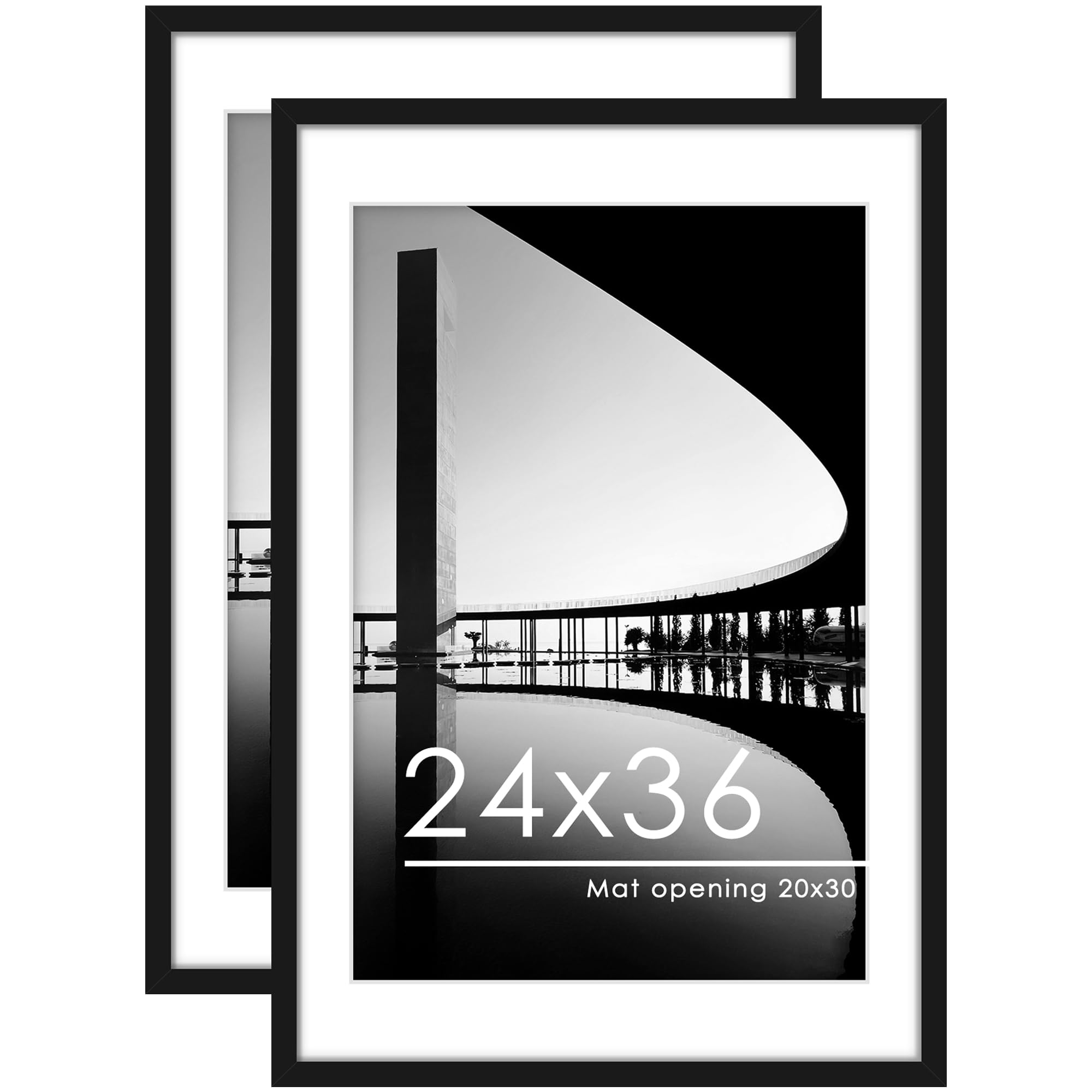 PEALSN 24x36 Poster Frame Set of 1 (6pk) , Display Pictures 20 x 30 with Mat or 24 x 36 without Mat, Poster Frames 24 x 36 inches for Wall Mounting Display, Black