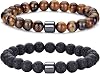 RANKEEF Mens Beaded Bracelets Set 8MM Tiger Eye Lava Stone Stretch Natural Stone Men's Bead Bracelet Mens Bracelet