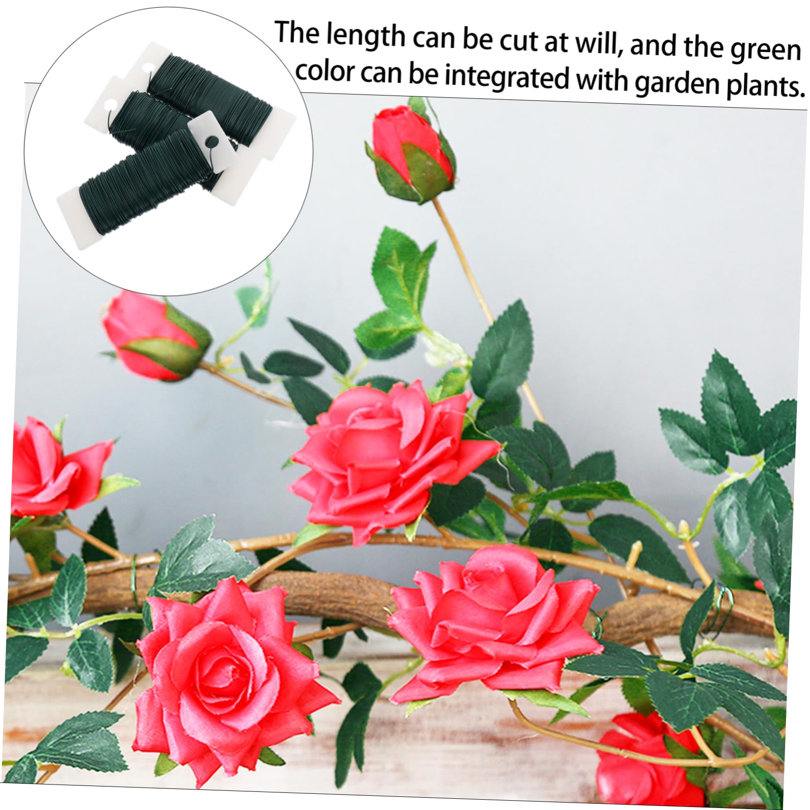 HOMSFOU 3pcs Green Iron Wire Flower Stems DIY Gardening Tying Wire for Plants Rustproof Binding for Vines for Home Decor Craft Projects