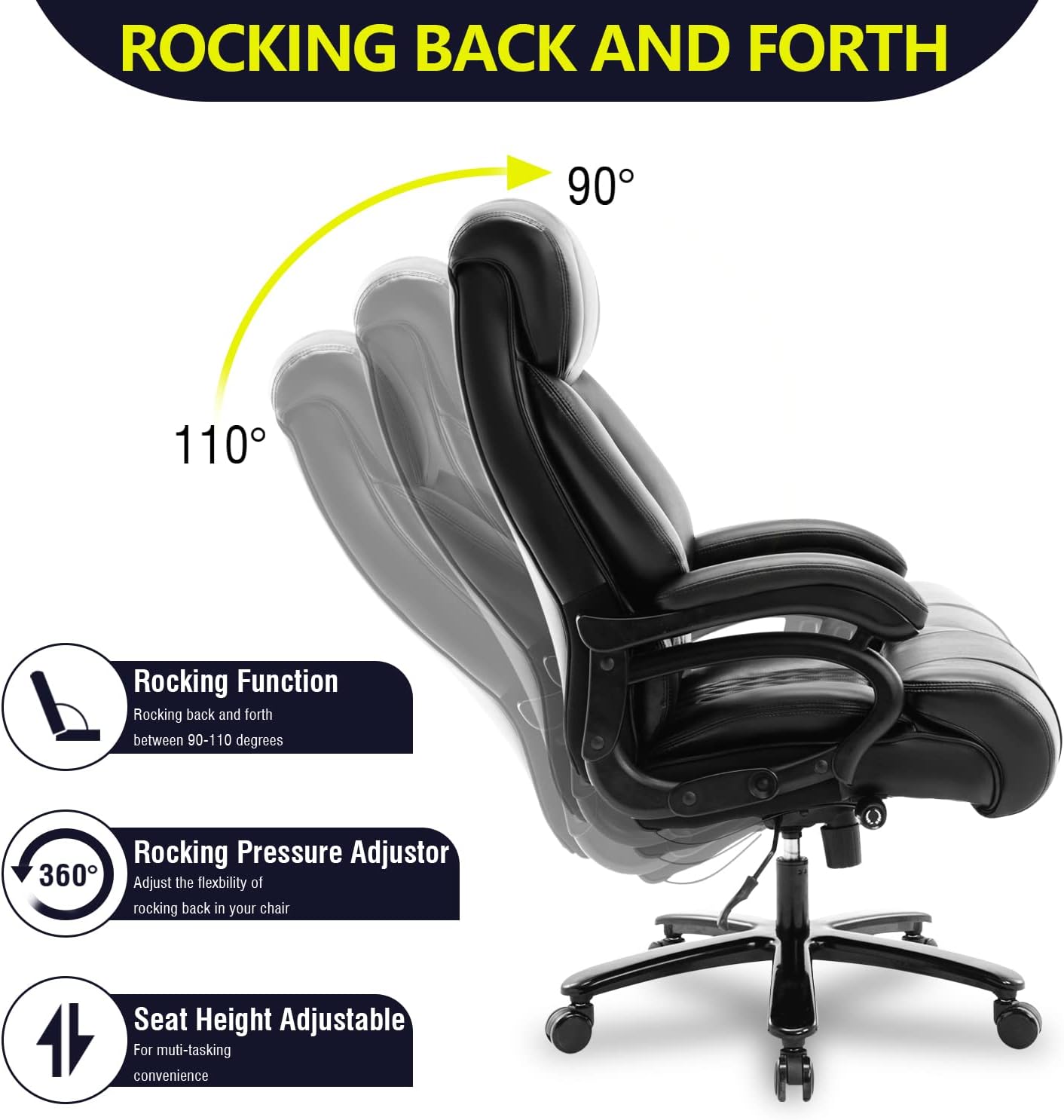 Buy Big and Tall Office Chair 400lb Adjustable Lumbar Support, Heavy