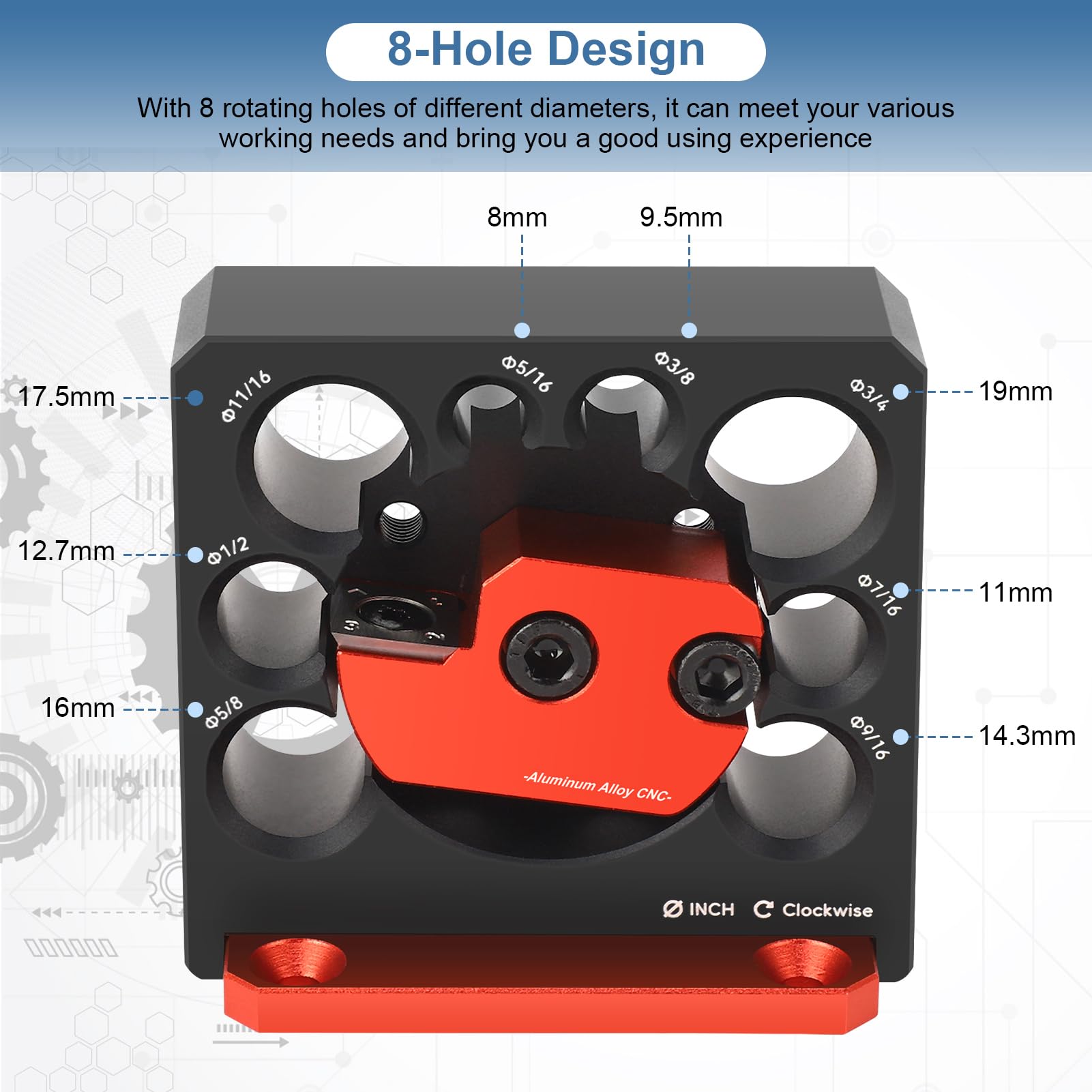 Aluminum Alloy Dowel Maker Kit, 8-Hole Adjustable Jig with Carbide Inserts, 0.8-1.9 cm Rod Cutter Plate - Image 4