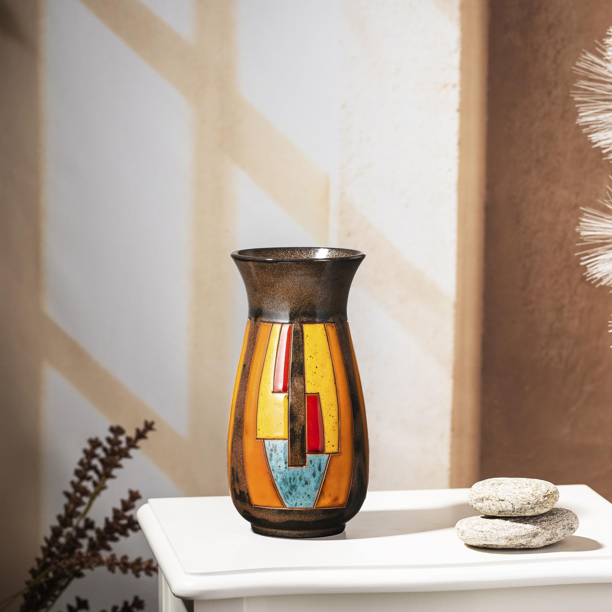 Vaso in Ceramica Fatto a Mano – Vaso Portafiori per Bouquet da 21 cm, Ceramica Artigianale, Smaltato a Mano, Vaso di Design Moderno per Arredamento e Regalo