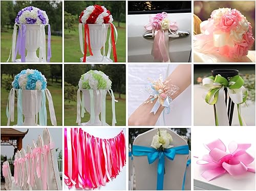 Miniatura 9 de Cintas rojas de satén de doble cara de 1-12 pulgadas, cinta de envoltura de regalos de boutique de flores de 1.5 pulgadas, 50 yardas, cinta de tela