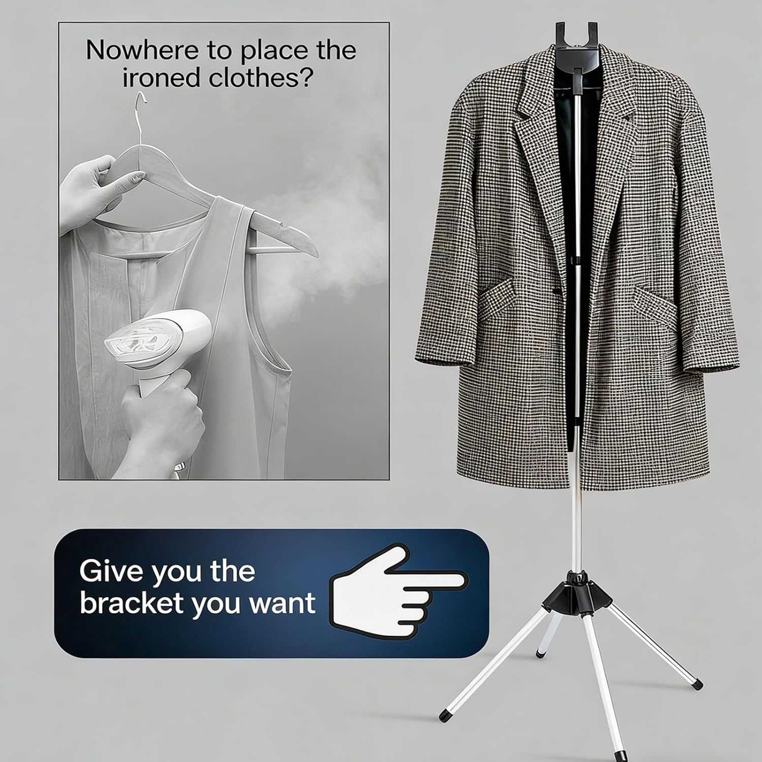 Clothes Steamer Hanger Stand for Steaming Clothes,Handheld Garment Steamer Rack Garment Steamers Accessories Telescopic