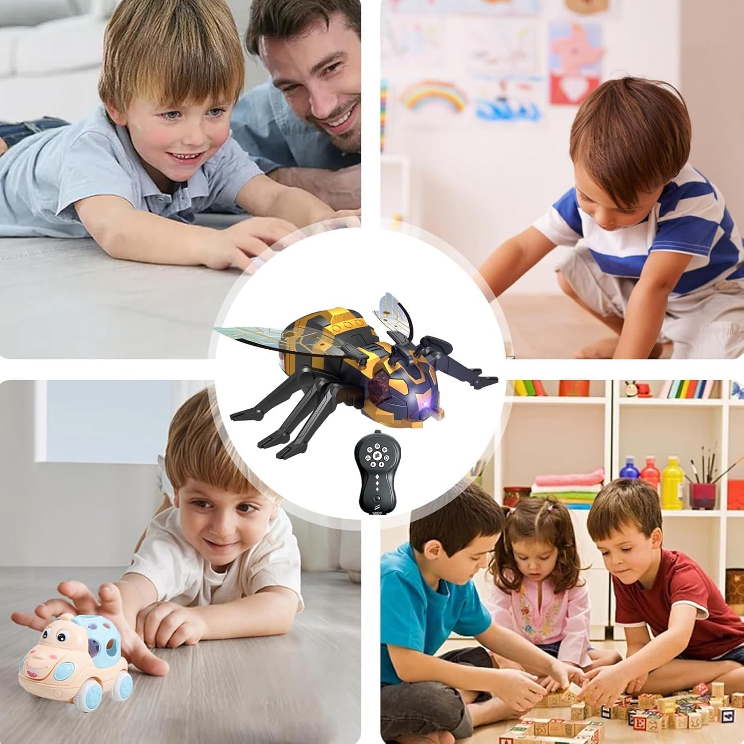 KING FORU Remote Control Bee - Realistic Robot with Spray, Lights, and Music Effects, Wireless Toy for Kids, for Ages 8-12, Interactive Party Favor 4