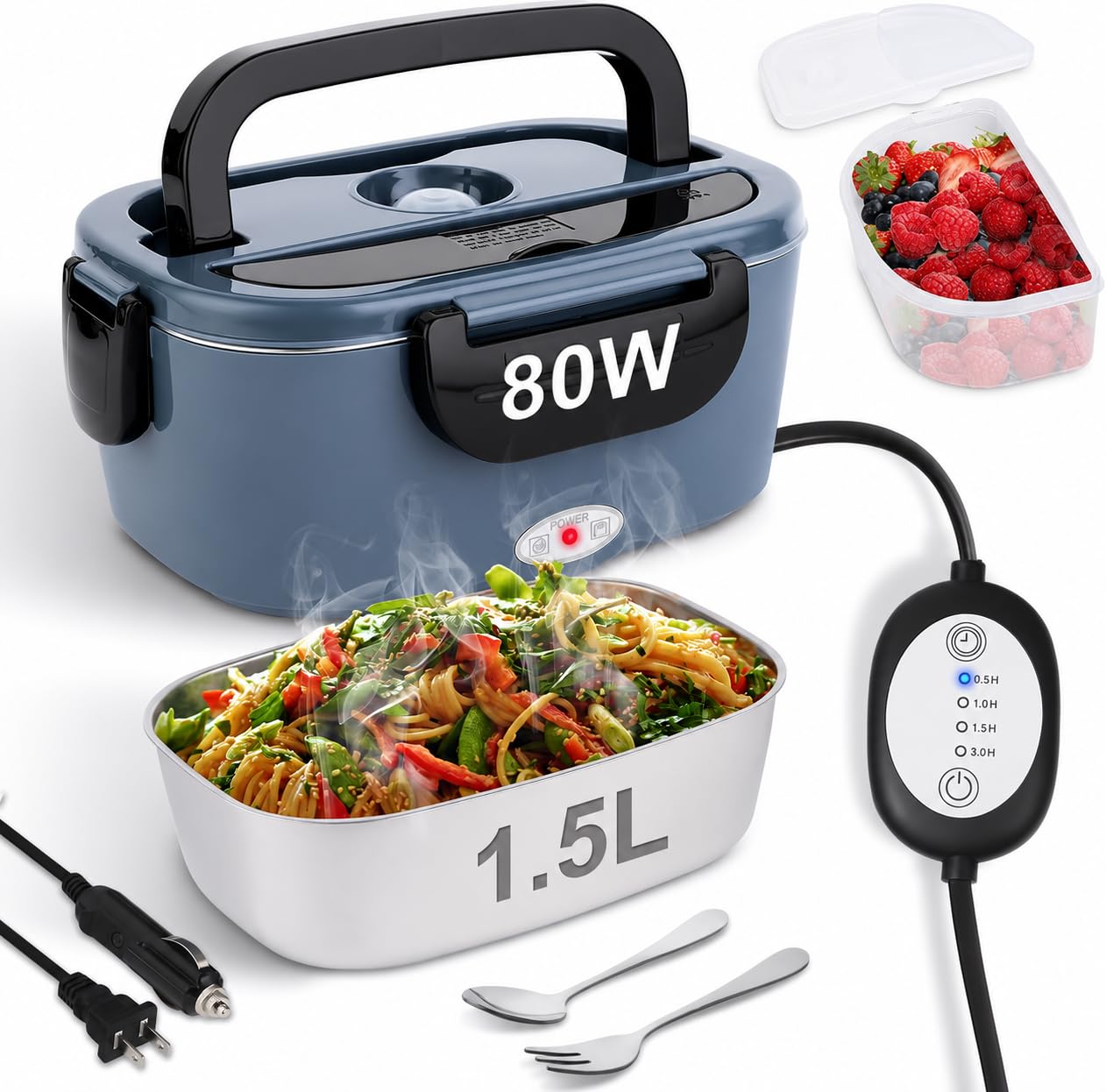 Electric Lunch Box, 80W Heated Lunch Box with Timer