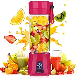 Portable Blender Bottle, Bestcool 400ml Mini Juice Blender Multifunctional Fruit Juice Mixer USB Rechargeable Fresh Juice Blender Bottle for Fruit Milk Shakes Home Travel Office Gift (Pink)