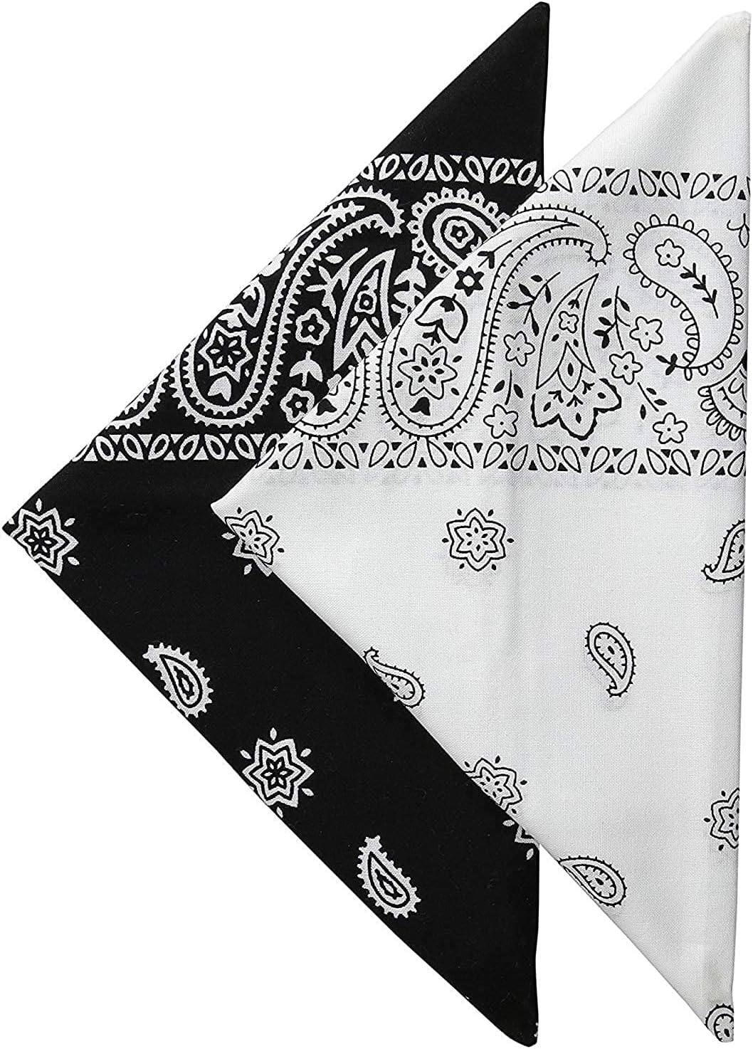 Unisex Cotton Paisley Printed Cowboy Bandanas Black White L