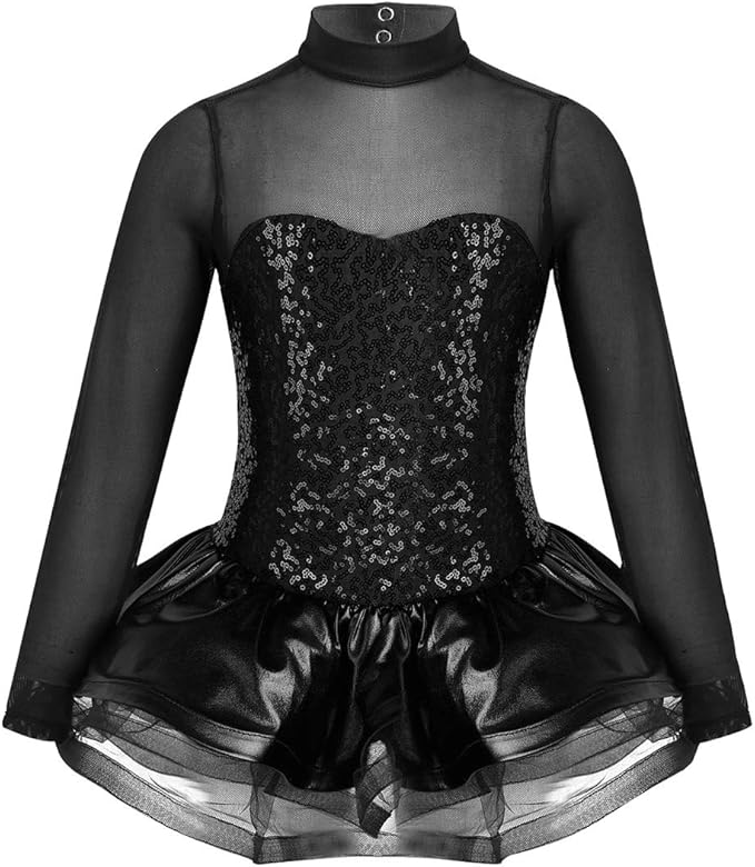 Ranrann Enfant Fille Justaucorps Gymnastique Patinage Artistique Danse Mu00e9tallique Strass Sans Manches Tenue Brillant Costume Dancewear