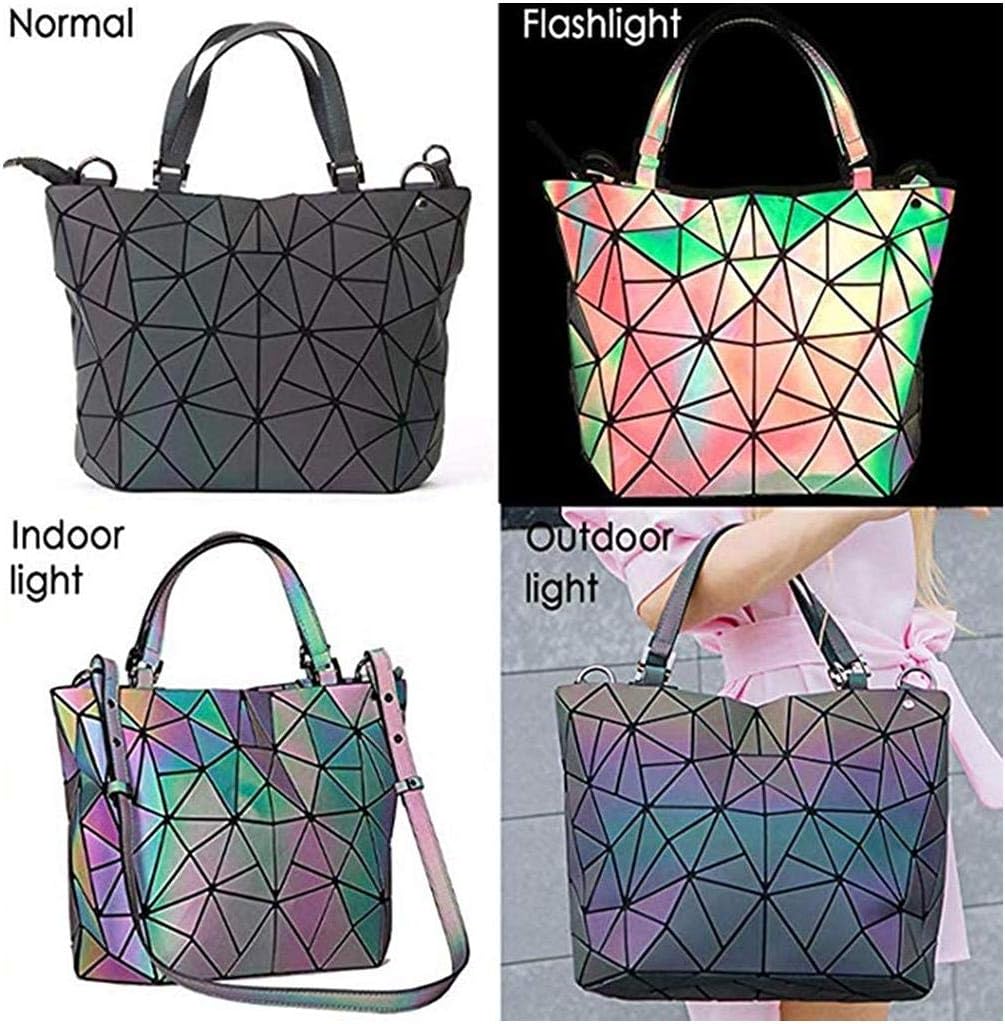 Geometric Luminous Purses and Handbags Shard Lattice Eco-Friendly Artificial Leather Rainbow Holographic Purse, Color, Large