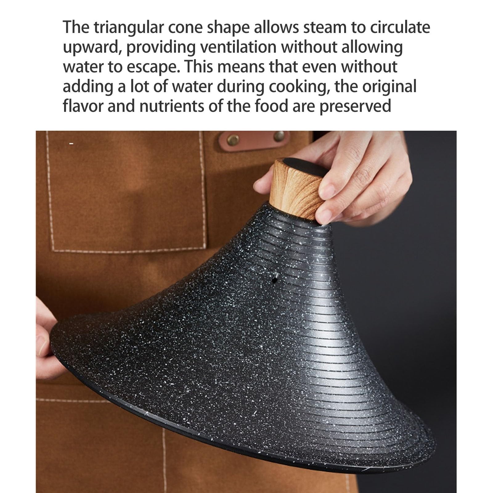 Großes Fassungsvermögen Tajine Topf Zum Kochen Keramik Auflaufform Tagine Marokko Mit Holzgriff, Zum Langsamen Garen, Feuchtigkeit Bewahren(5.8L)