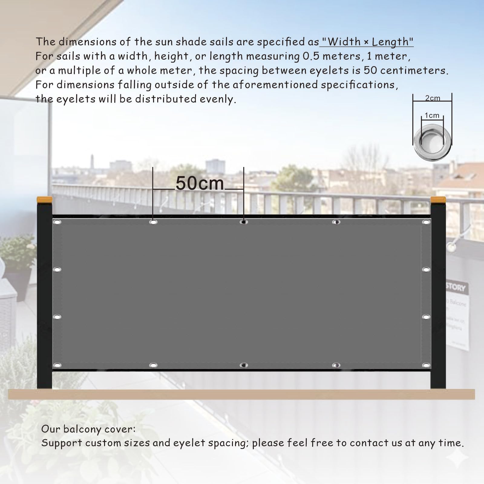 Osłona Na Balkon 85 x 480 cm Ocrona Uv, Ochrona Przed Wiatrem, Wodoodporny, Osłona Na Ogrodzenie I Balkon – Siatka Wiatrochronna Opaski Zaciskowe W Zestawie Na Balustradę, Jasny szary