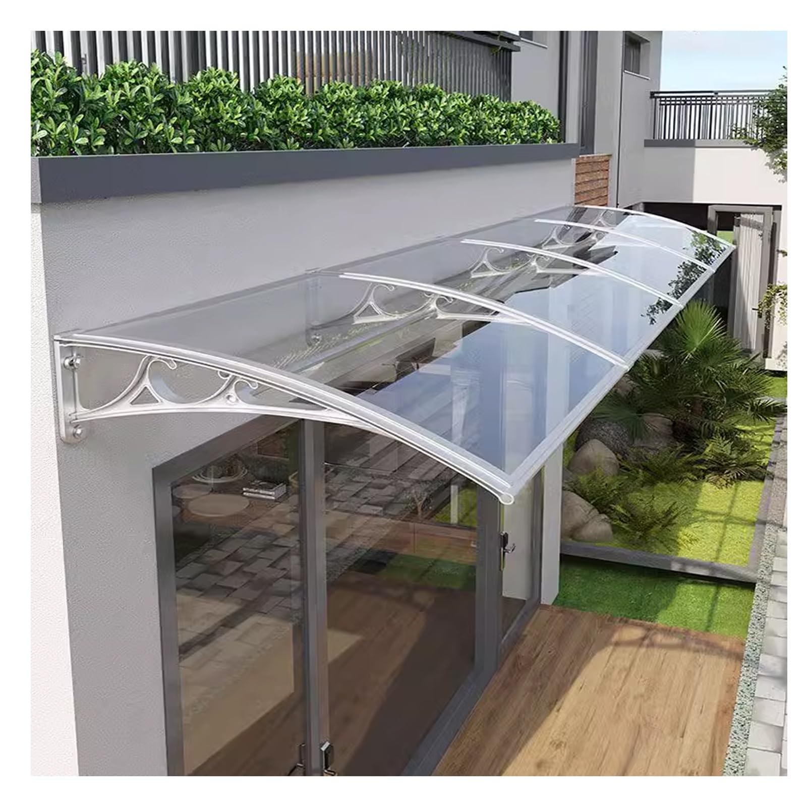 Fenstertür-Markisenüberdachung, Polycarbonat-Abdeckung, Eingangstür, Außenfenster-Markise for den Außenbereich, UV-, Regen- und Schneeschutz, Hohlblech, UPF 50+, 60/80/100/120/150 cm Breite ( Size : 1 Baumarkt